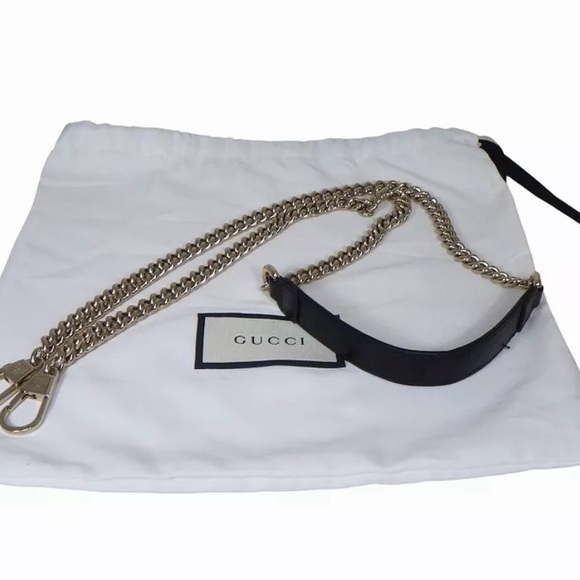 Gucci Black and Champagne/Gold shoulder/Crossbody chain Bag with Iconic Double G - Picture 8 of 11